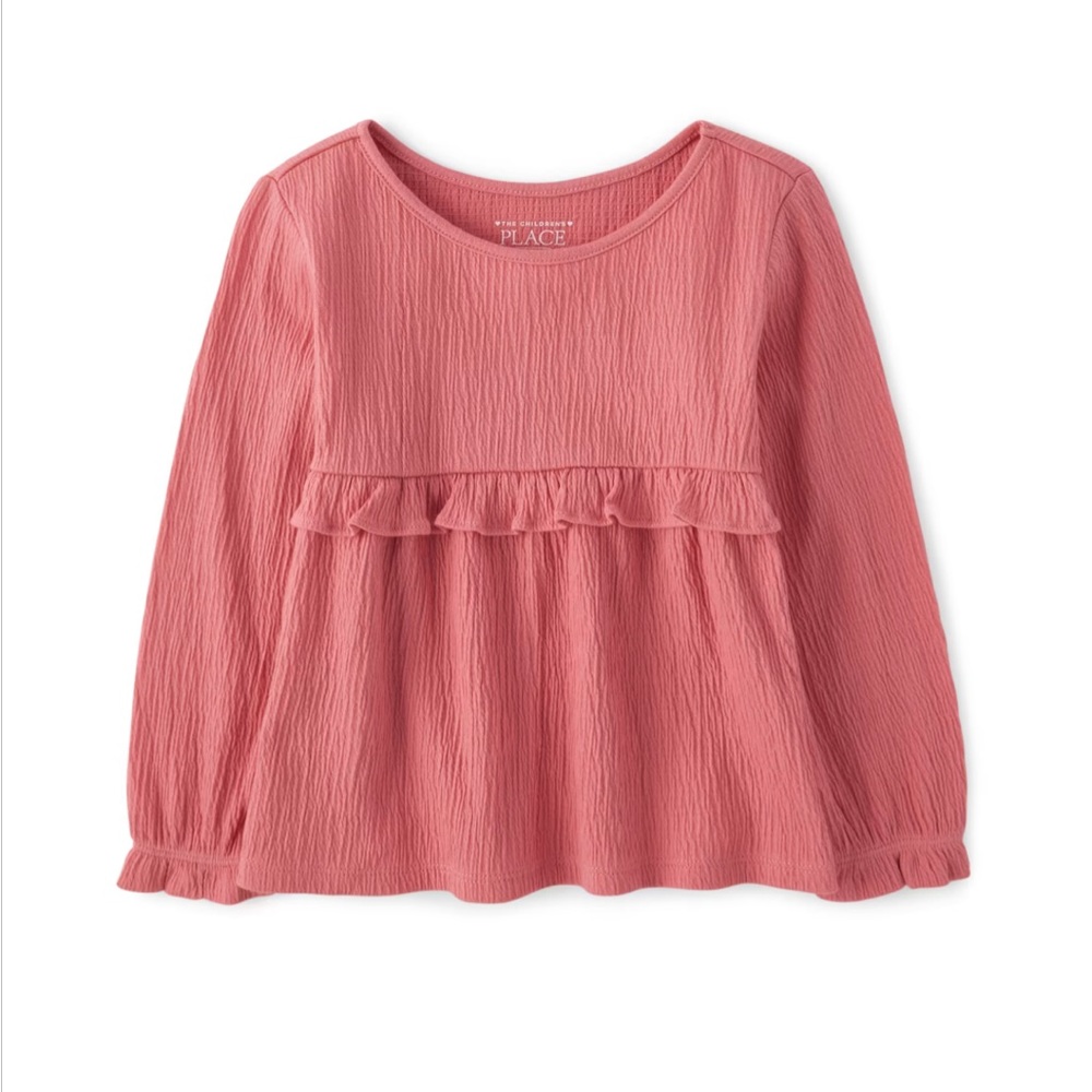 NWT Baby Girls Ruffle Empire Jacquard Babydoll Top - Lotus Flower
